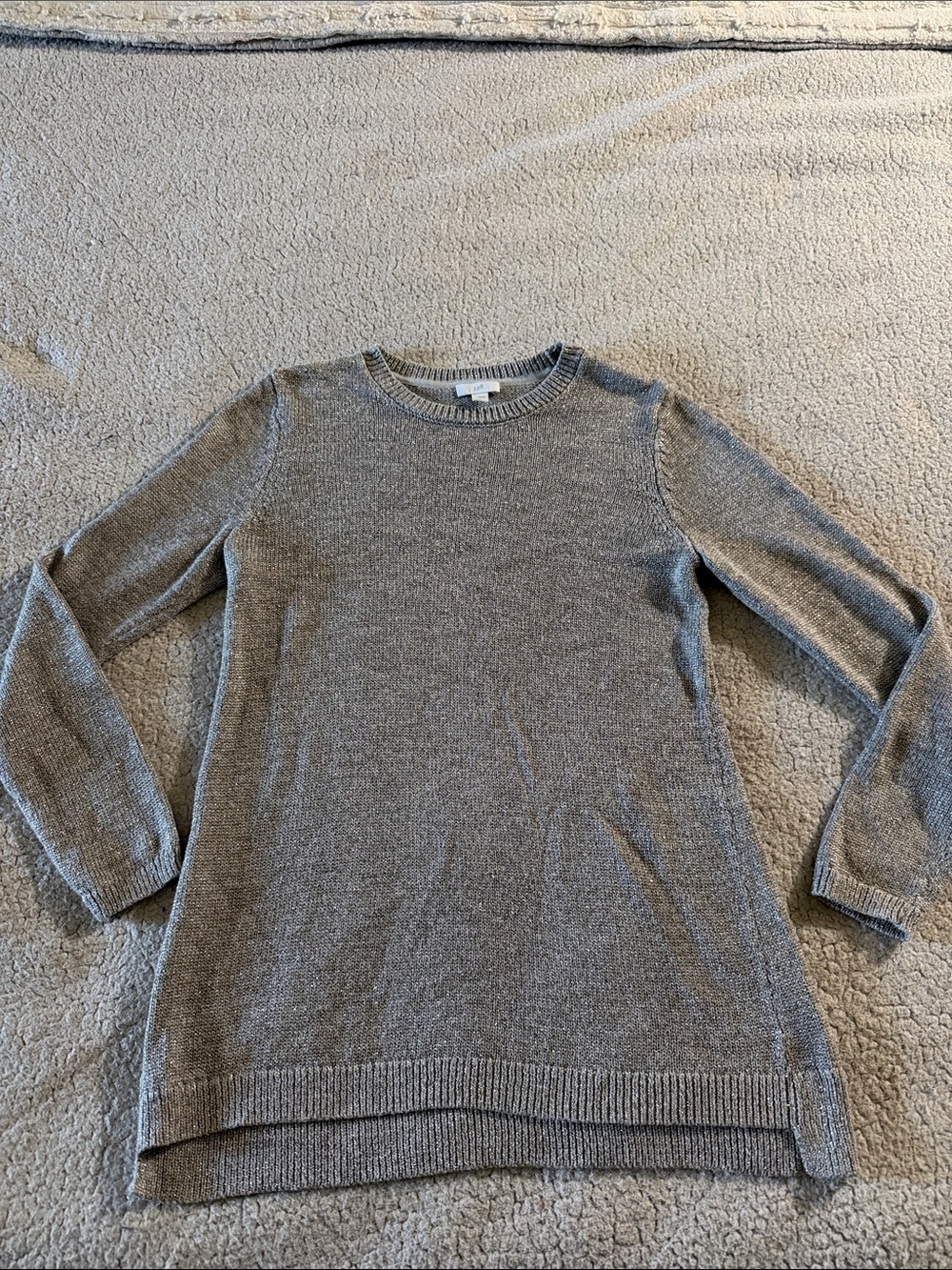 J. Jill Heathered Light Gray Sparkle Crewneck Sweater XS